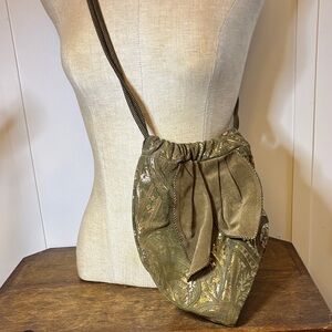 Elegant Suede and Gold Women's Pouch Bag